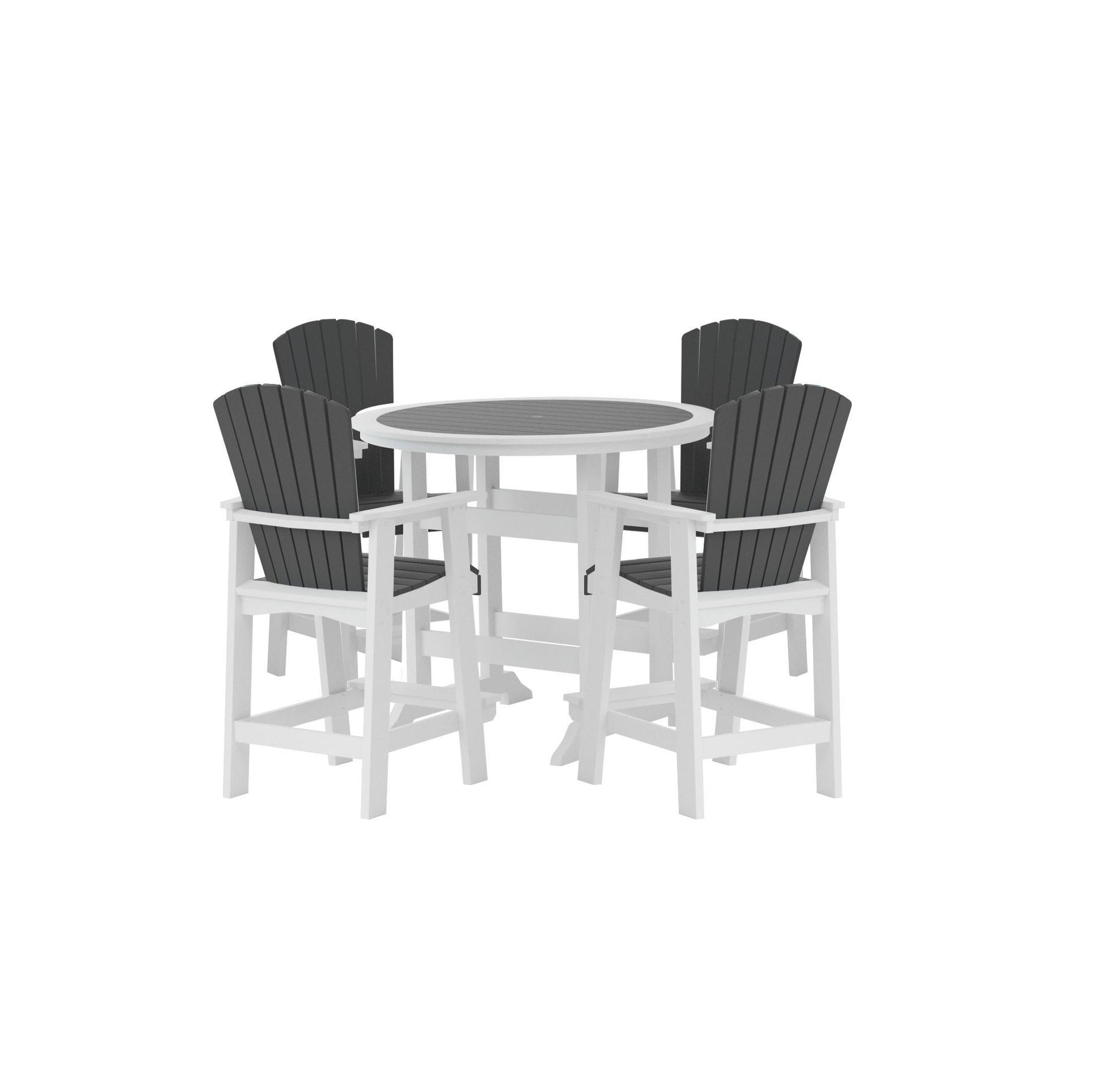 Hdpe Patio Bar Table Set High Top Outdoor Table And Chairs Set Of 5 Bar Table & Stools Set With Tall Adirondack Chairs Set For 4 White Hdpe