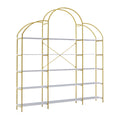 74.8 Inch 5 Tiers Office Bookcase Bookshelf, Display Shelf With Round Top, X Bar Gold Frame Golden White Mdf Steel