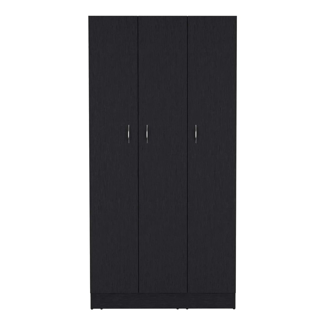 Wardrobe Armoire 71"H With 3 Doors And 2 Inner Drawers, 3 Doors, Black Black Bedroom Modern Pine Particle Board Particle Board