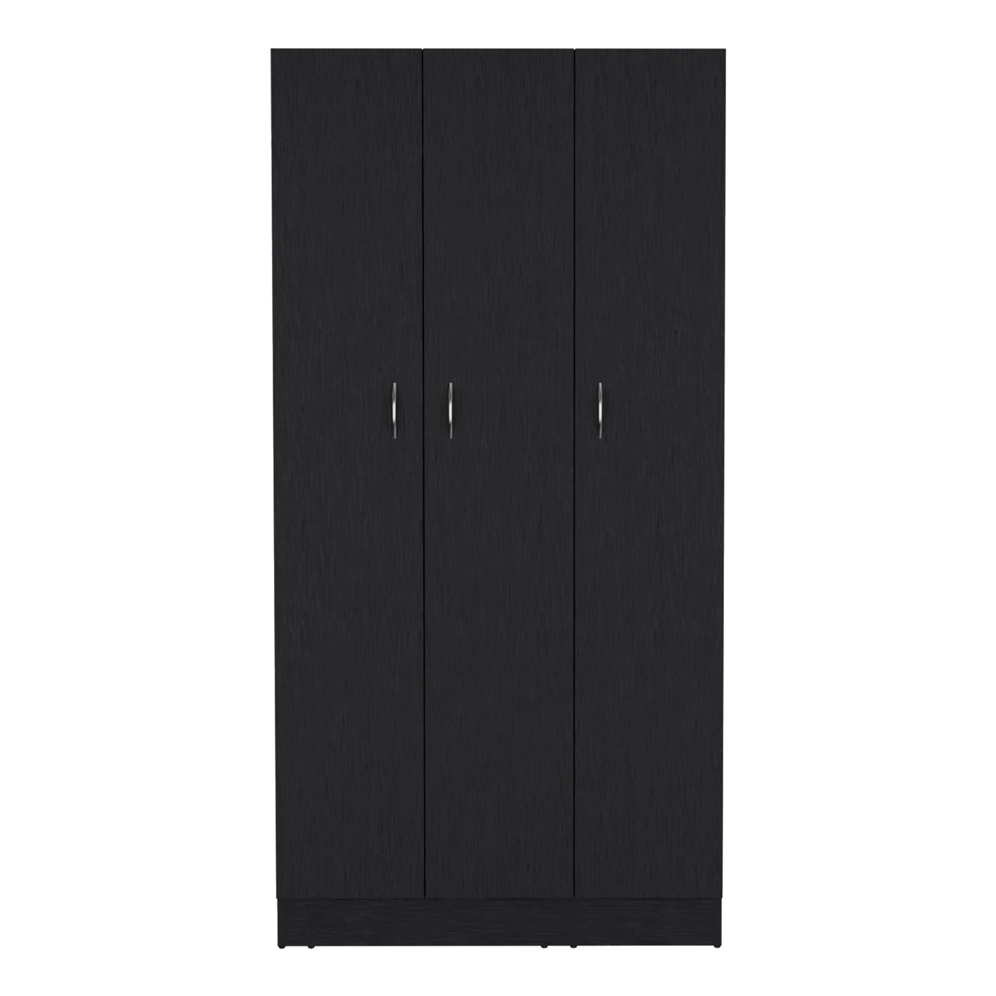 Wardrobe Armoire 71H" With 3 Doors And 2 Inner Drawers, 3 Doors, Black Black Bedroom Modern Pine Particle Board Particle Board