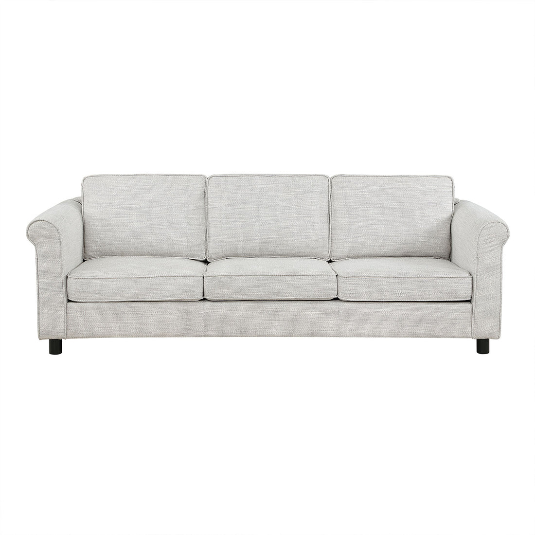 89.37Inch 3 Seats Upholstered Sofa, Bishop Beige Beige Fabric