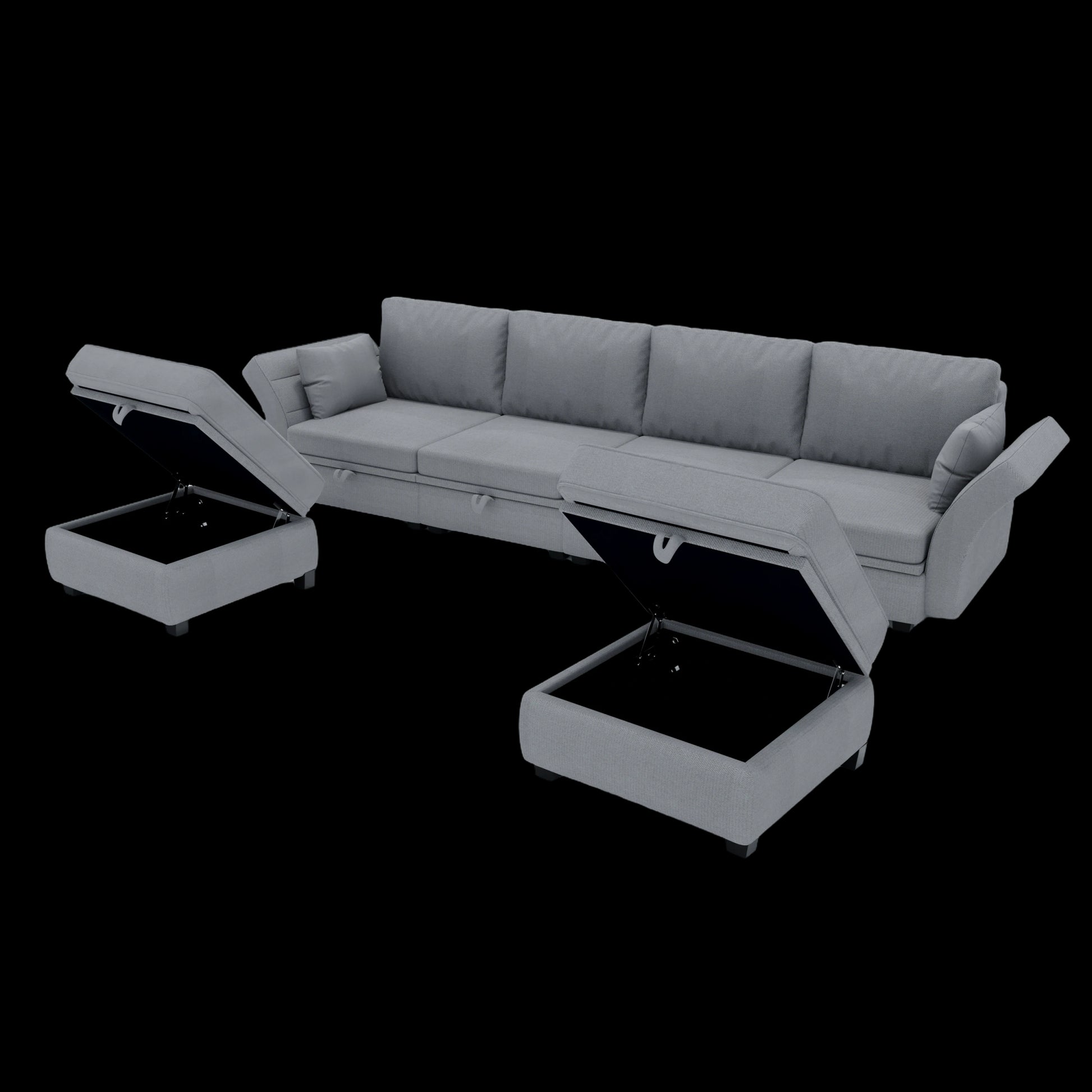 United We Win Modular Sectional Sofa U Shaped Modular Couch With Reversible Chaise Modular Sofa Sectional Couch With Storage Seats Gray Linen