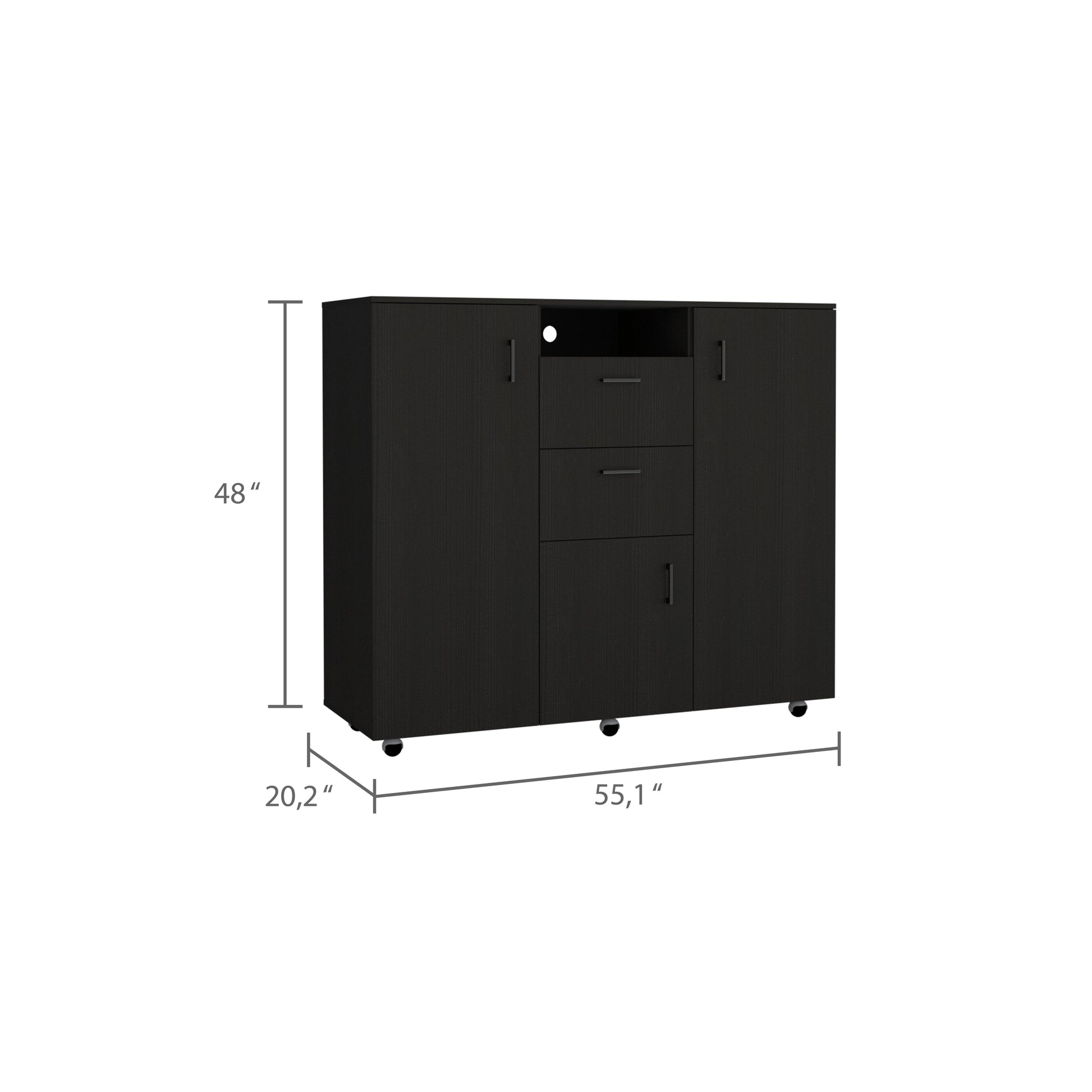 3 Piece Bedroom Set, Milano Double Door Cabinet Dresser 2 Omaha Nightstands, Black Black 3 Piece Set Bedroom Dresser Included,Nightstand Included Modern Particle Board Particle Board