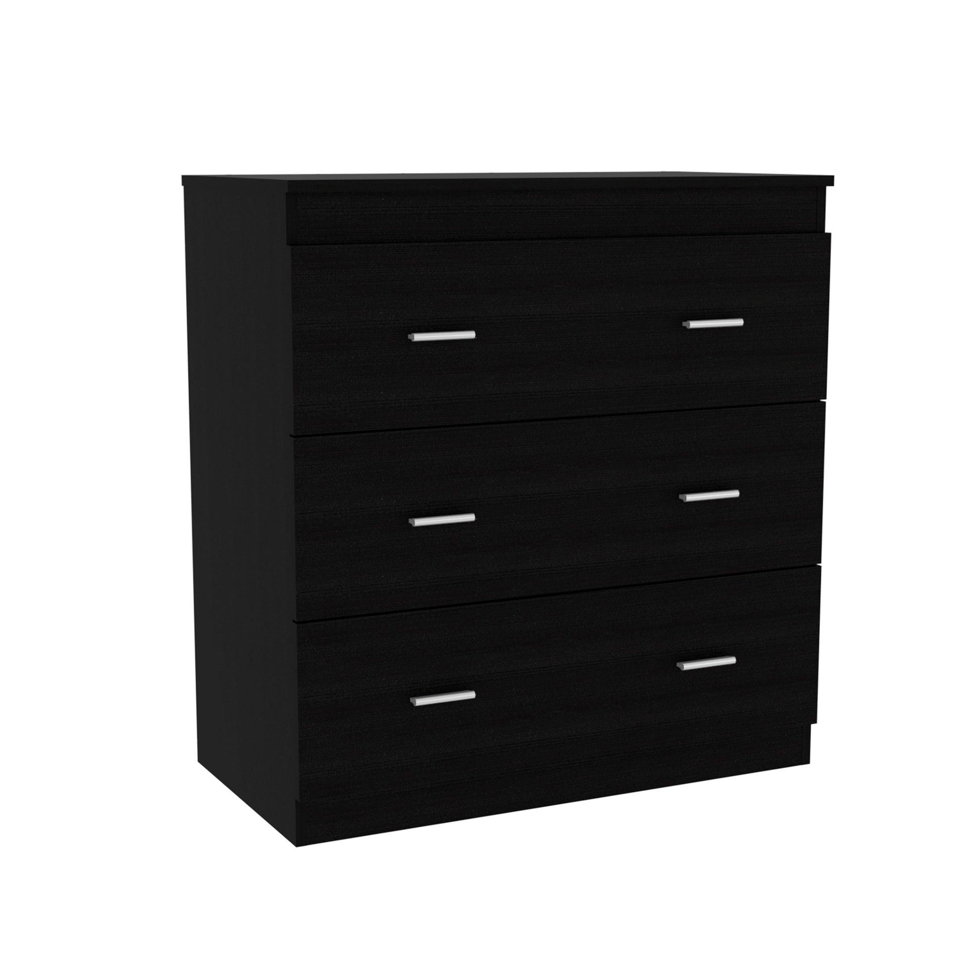 2 Piece Bedroom Set, Kairo Dresser Capri Three Drawer Dresser, Black Black Particle Board Particle Board