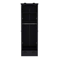 Dresser Closet With Upper Storage Covered With 1 Door, 2 Central Shelves, 1 Tube For Hanging Clothes Covered By 2 Doors, 1 Drawer At The Bottom, Black Black Particle Board Particle Board