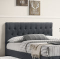 Contemporary Twin Size Bed W Trundle Slats Charcoal Burlap Upholstered Button Tufted Headboard Footboard Youth Bedroom Furniture Wooden Slats 1Pc Bed Charcoal Grey Bedroom Contemporary,Modern,Transitional Mdf Particle Board