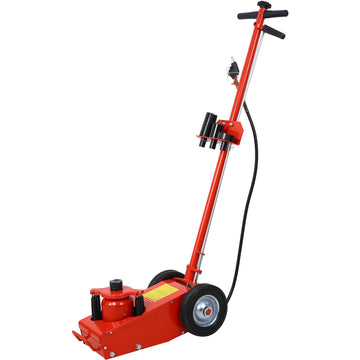 35 Ton Hydraulic Floor Jack Air Operated Axle Bottle Jack With 4 Extension Saddle Set Built In Wheels, Red Red Metal