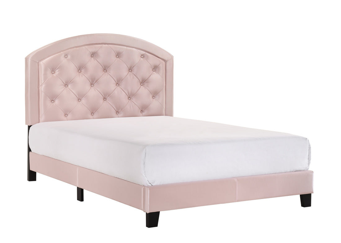 Full Upholstered Platform Bed With Adjustable Headboard 1Pc Full Size Bed Pink Fabric Pink Wood