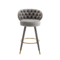 Coolmore Counter Height Bar Stools Set Of 2 For Kitchen Counter Solid Wood Legs With A Fixed Height Of 360 Degrees Gray Velvet