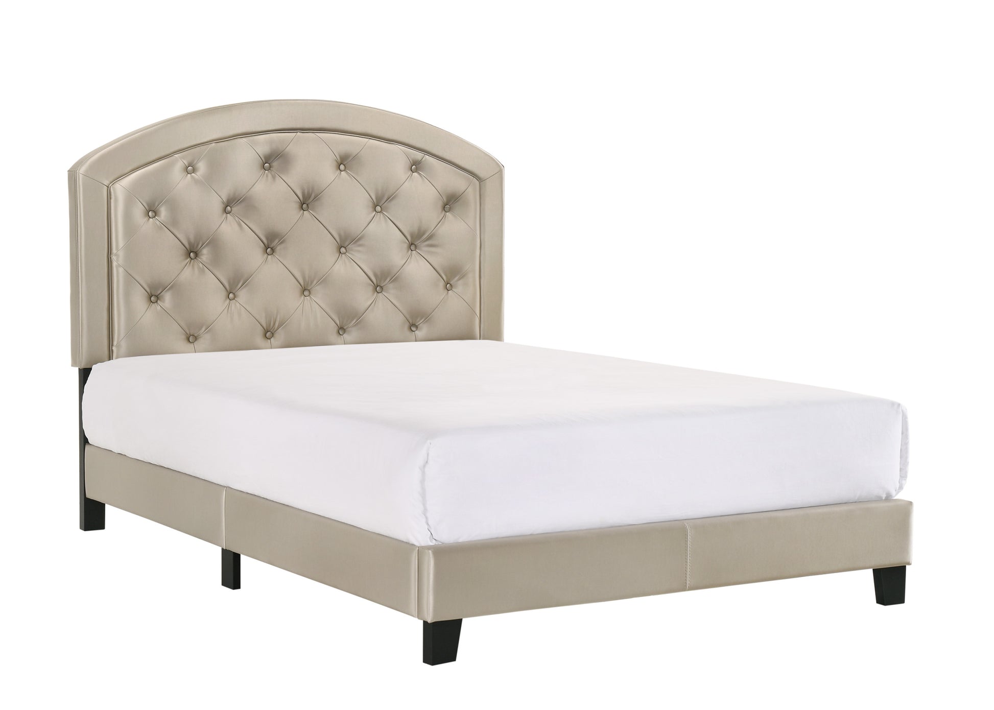 Full Upholstered Platform Bed With Adjustable Headboard 1Pc Full Size Bed Gold Fabric Gold Wood