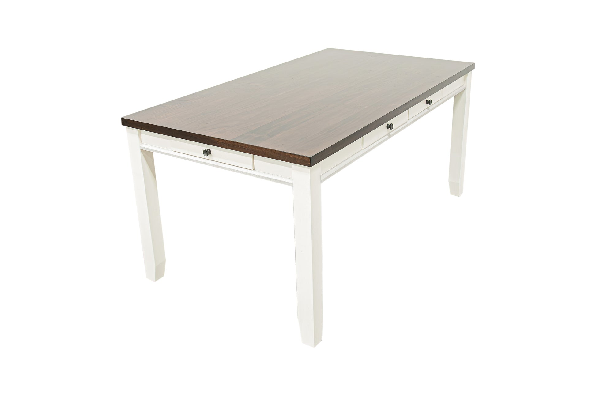 Classic Dining Room Furniture 7Pc Dining Set Dining Table W Drawers 6X Side Chairs White Rubberwood Walnut Acacia Veneer Slats Back Chair White Wood Dining Room Rubberwood Rectangular Dining Table With Chair Wood Wood White Slat Back Seats 6 60 Inches