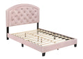 Full Upholstered Platform Bed With Adjustable Headboard 1Pc Full Size Bed Pink Fabric Pink Wood