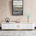 White Sintered Stone Tv Stand, Media Console Television Table For Living Room And Bedroom White 70 79 Inches Sintered Stone