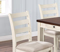 White Classic 2Pcs Dining Chairs Set Rubberwood Beige Fabric Cushion Seats Ladder Backs Dining Room Furniture Side Chair White Dining Room Foam Classic,Contemporary,Modern,Transitional Dining Chairs Rubberwood Ladder Back Solid Wood