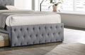 Contemporary Twin Size Bed W Trundle Slats Light Grey Burlap Upholstered Button Tufted Headboard Footboard Youth Bedroom Furniture Wooden Slats 1Pc Bed Light Gray Bedroom Contemporary,Modern,Transitional Mdf Particle Board