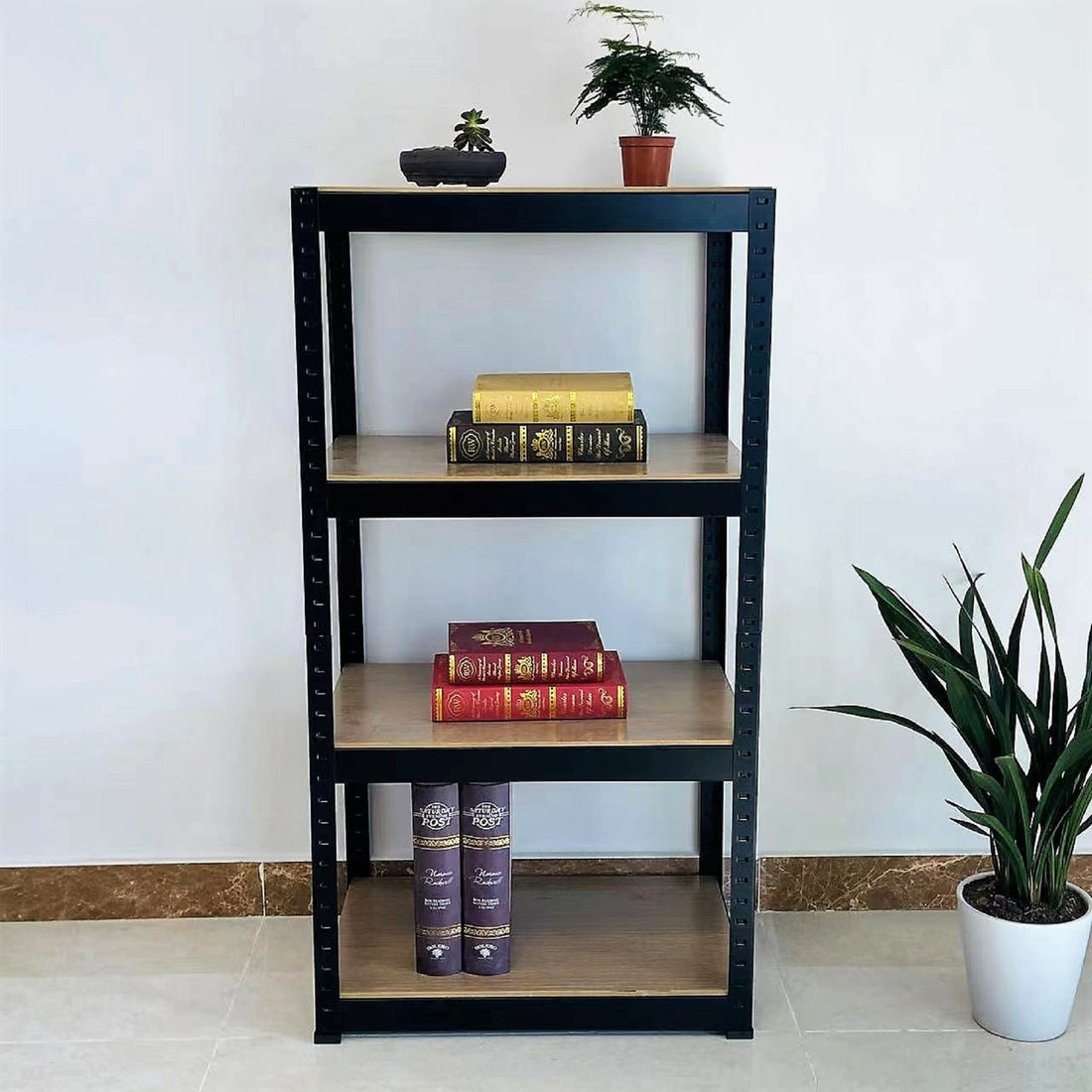 Storage Shelves 4 Tier Adjustable Garage Storage Shelving, Heavy Duty Metal Storage Utility Rack Shelf Unit For Warehouse Pantry Closet Kitchen, 23.6" X 15.7" X 47.2", Black Black Steel