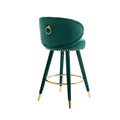 Coolmore Counter Height Bar Stools Set Of 2 For Kitchen Counter Solid Wood Legs With A Fixed Height Of 360 Degrees Emerald Velvet
