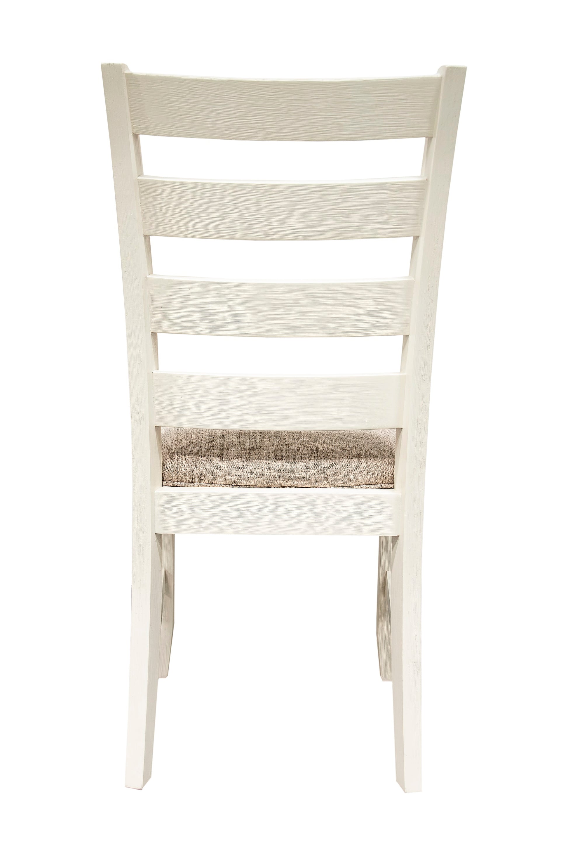 White Classic 2Pcs Dining Chairs Set Rubberwood Beige Fabric Cushion Seats Ladder Backs Dining Room Furniture Side Chair White Dining Room Foam Classic,Contemporary,Modern,Transitional Dining Chairs Rubberwood Ladder Back Solid Wood