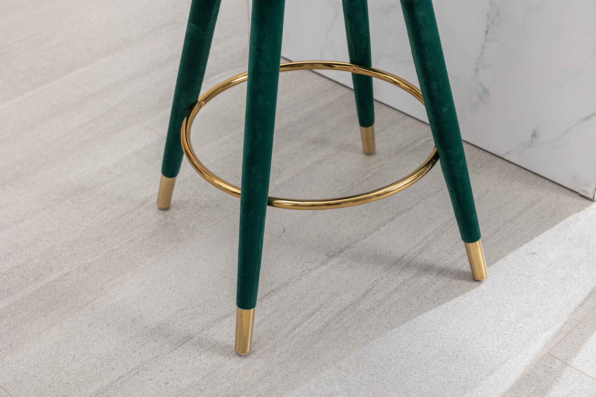 Coolmore Counter Height Bar Stools Set Of 2 For Kitchen Counter Solid Wood Legs With A Fixed Height Of 360 Degrees Emerald Velvet