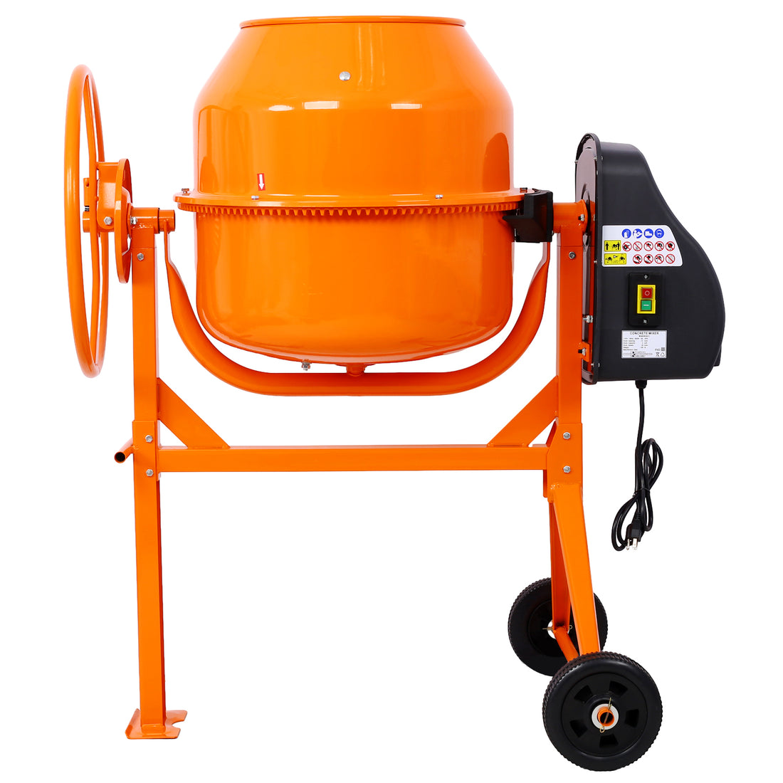 Cement Mixer,5 Cu. Ft Electric Concrete Mixer Machine, 650W Ac Motor Portable Power Cement Mixers For Mortar, Stucco And Fodder Orange Steel