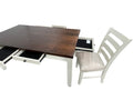 Classic Dining Room Furniture 7Pc Dining Set Dining Table W Drawers 6X Side Chairs White Rubberwood Walnut Acacia Veneer Slats Back Chair White Wood Dining Room Rubberwood Rectangular Dining Table With Chair Wood Wood White Slat Back Seats 6 60 Inches