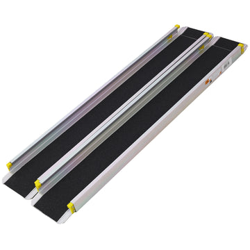 7' Adjustable Wheelchair Telescoping Track Ramps Silver Aluminium
