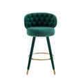 Coolmore Counter Height Bar Stools Set Of 2 For Kitchen Counter Solid Wood Legs With A Fixed Height Of 360 Degrees Emerald Velvet