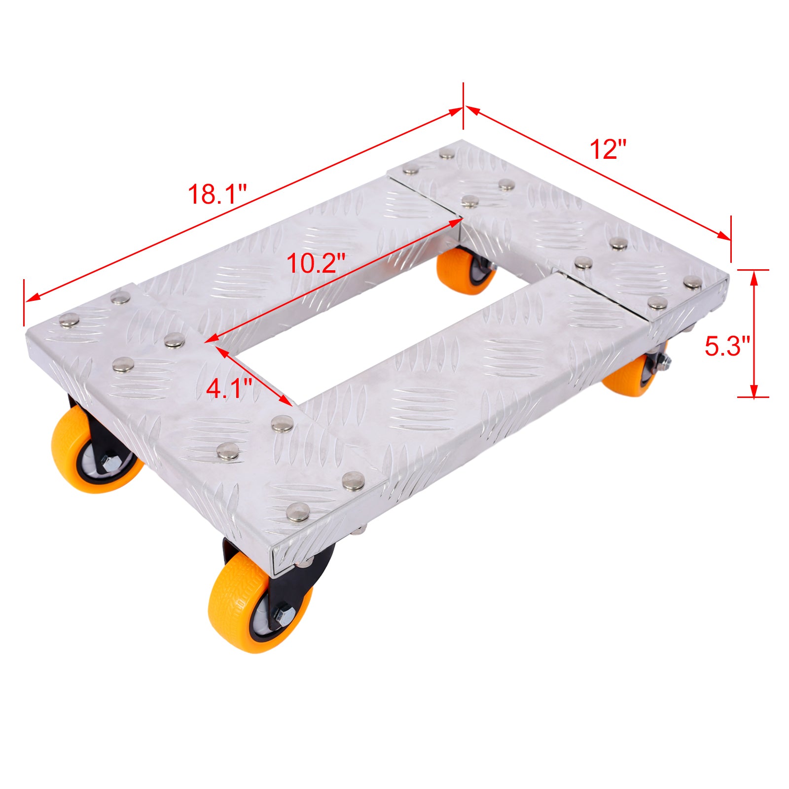 Movers Dolly Heavy Duty Furniture Dolly Trolley Cart 18''X12'' Aluminum Frame With 3'' Tpu Professional Casters With Brake Option 2Pcs Set Silver Aluminium Alloy