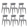 Set Of 6 Dining Chairs, Upholstered Chairs With Metal Legs For Kitchen Dining Room,Grey Gray Foam Metal