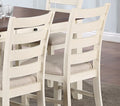 White Classic 2Pcs Dining Chairs Set Rubberwood Beige Fabric Cushion Seats Ladder Backs Dining Room Furniture Side Chair White Dining Room Foam Classic,Contemporary,Modern,Transitional Dining Chairs Rubberwood Ladder Back Solid Wood