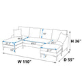 110'' Wide Reversible Left Or Right Chaise Of Sectional Sofa U Shape Convertible Sofa Couch 4 Seat Couch With Chaise Lounge Upholstered For Living Room, Apartment, Office, Blue Polyester Blend Blue Foam Polyester