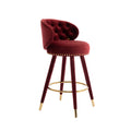 Coolmore Counter Height Bar Stools Set Of 2 For Kitchen Counter Solid Wood Legs With A Fixed Height Of 360 Degrees Claret Red Velvet