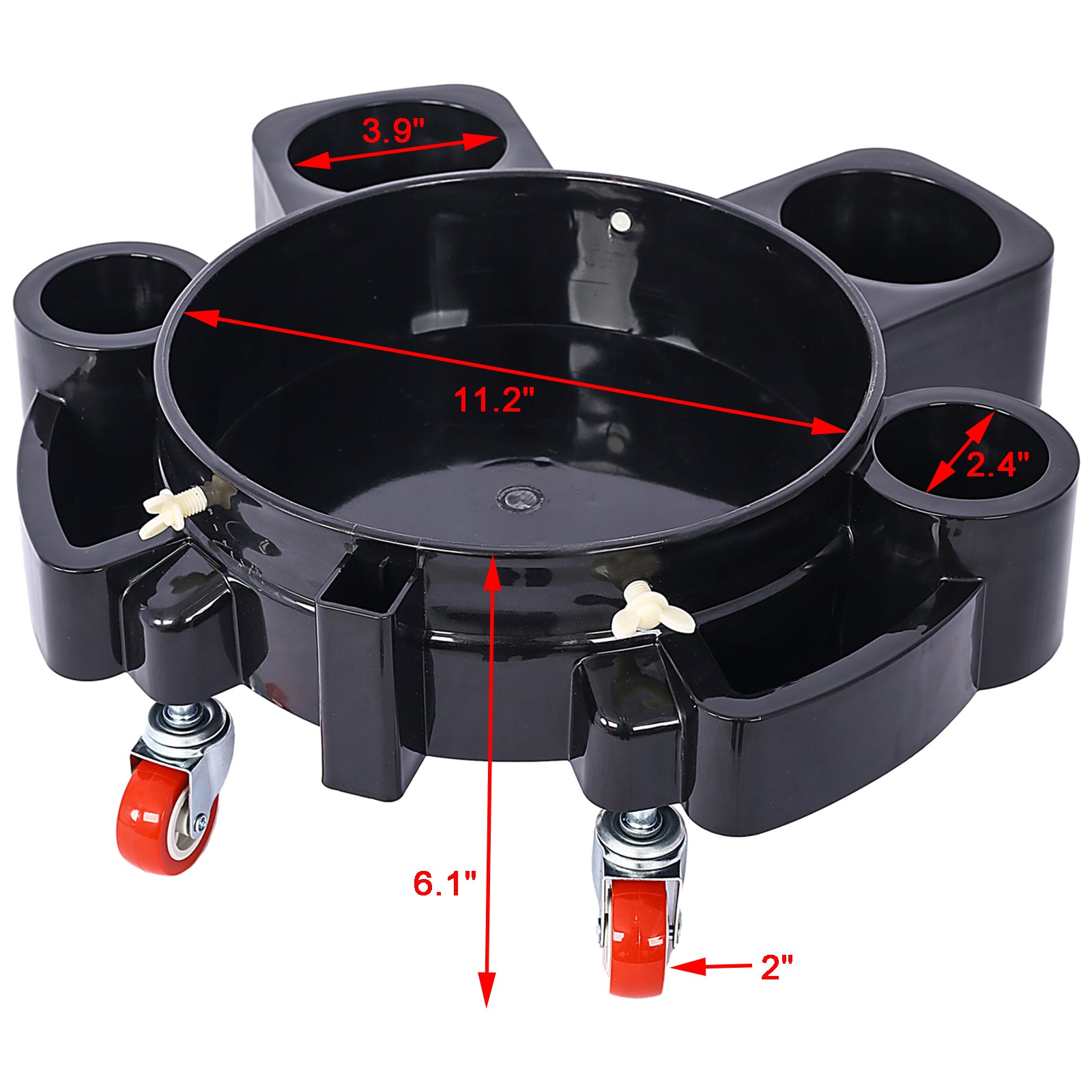 Bucket Dolly 5 Gallon Rolling Bucket Dolly With 5 Rolling Swivel Casters,Removable Bucket Dolly For Car Wash Professional Detailing For Car Washing Detailing Smoother Maneuvering 2Pcs Set Black Plastic