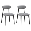 Modern Dining Chairs Set Of 2, Curved Backrest Round Upholstered And Metal Frame, Grey Gray Foam Metal