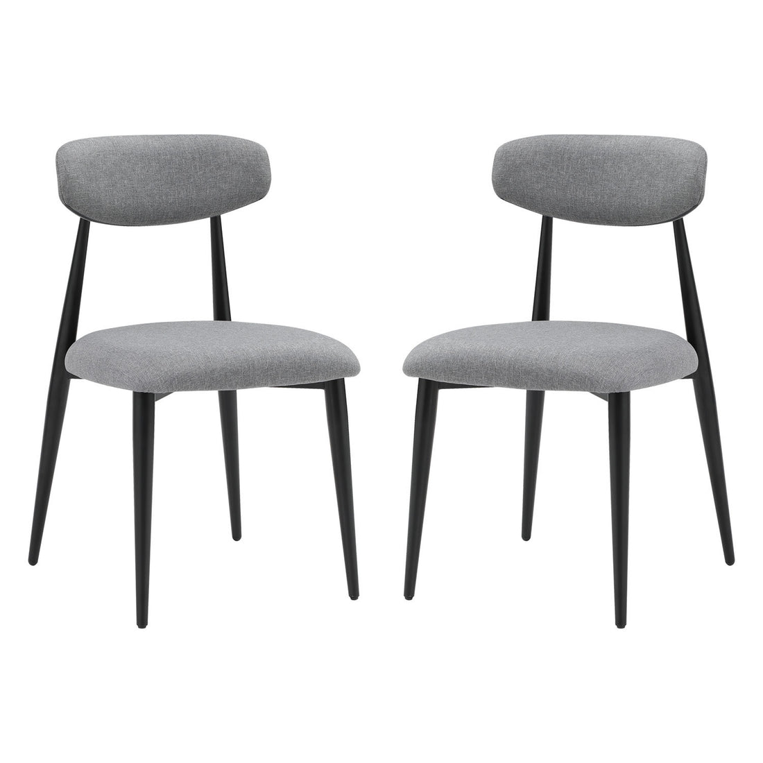 Modern Dining Chairs Set Of 2, Curved Backrest Round Upholstered And Metal Frame, Grey Gray Foam Metal