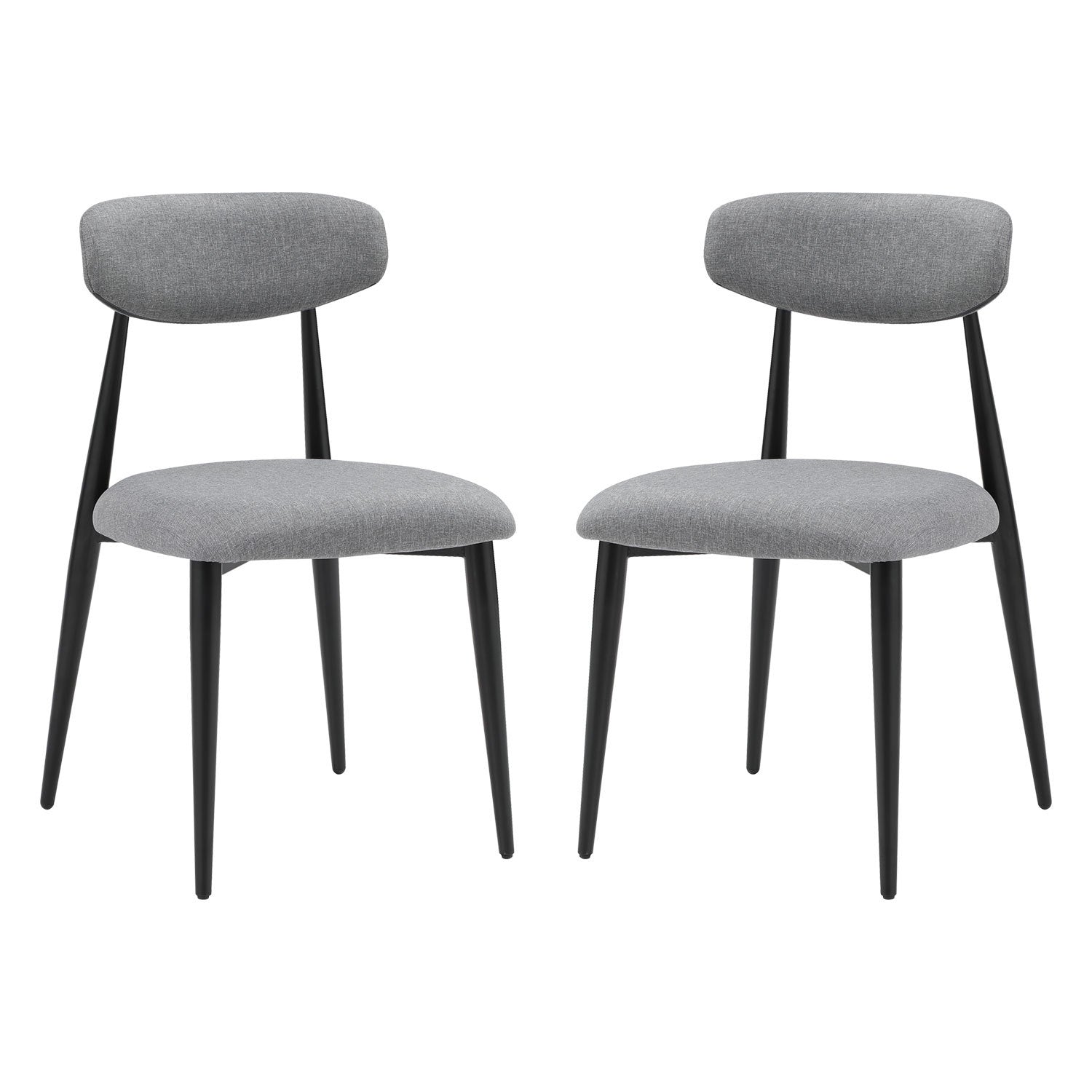 Modern Dining Chairs Set Of 2, Curved Backrest Round Upholstered And Metal Frame, Grey Gray Foam Metal
