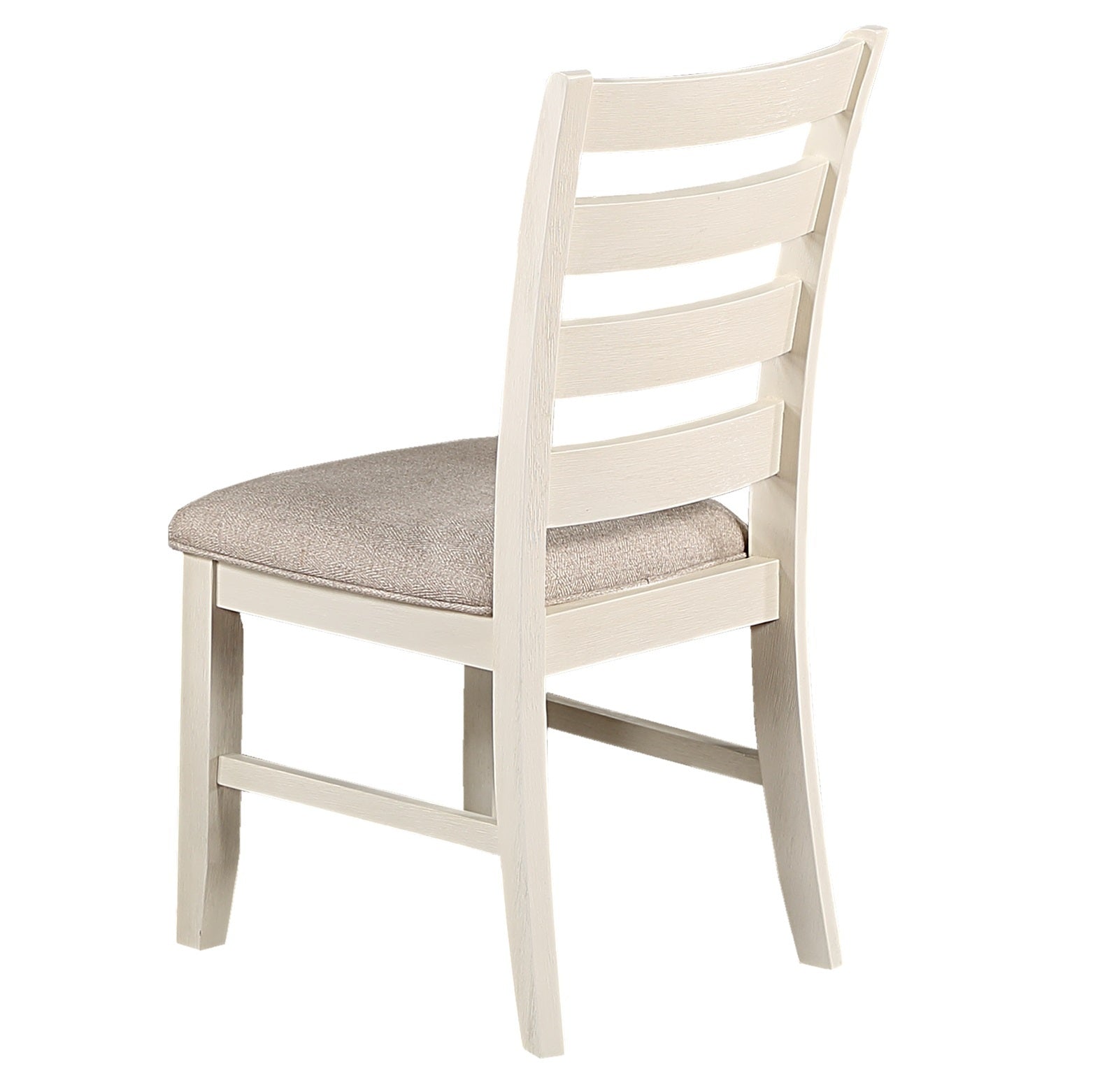 White Classic 2Pcs Dining Chairs Set Rubberwood Beige Fabric Cushion Seats Ladder Backs Dining Room Furniture Side Chair White Dining Room Foam Classic,Contemporary,Modern,Transitional Dining Chairs Rubberwood Ladder Back Solid Wood