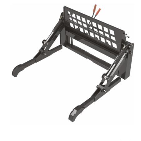 Skid Steer Two Cylinder Pipe Pallet Fork Grapple Black Steel