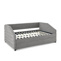 Full Size Daybed With Trundle Upholstered Tufted Sofa Bed, Linen Fabric, Grey 82.5