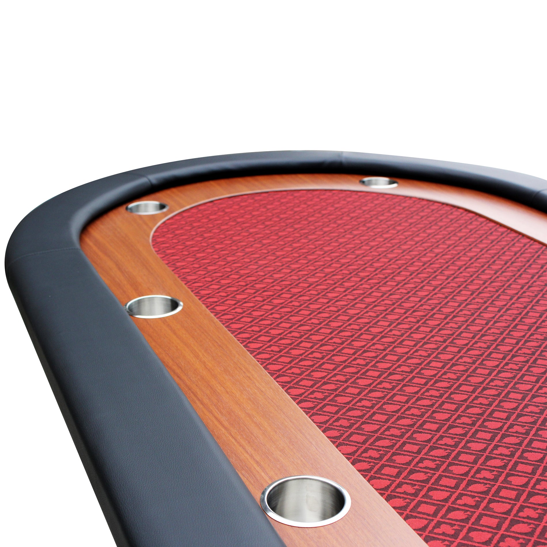 Elite 96" 10 Players Oval Waterproof Red Felt With Racetrack Texas Holdem Casino Game Poker Table Red Stainless Steel