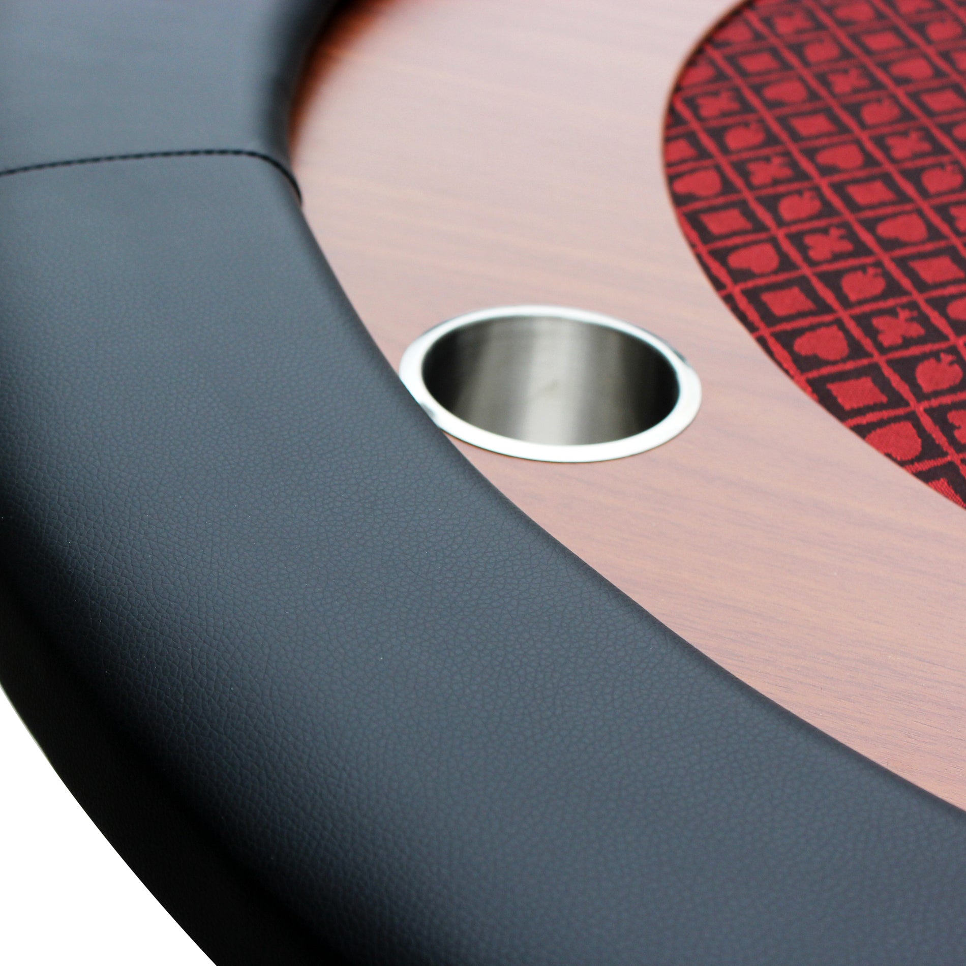 Elite 96" 10 Players Oval Waterproof Red Felt With Racetrack Texas Holdem Casino Game Poker Table Red Stainless Steel