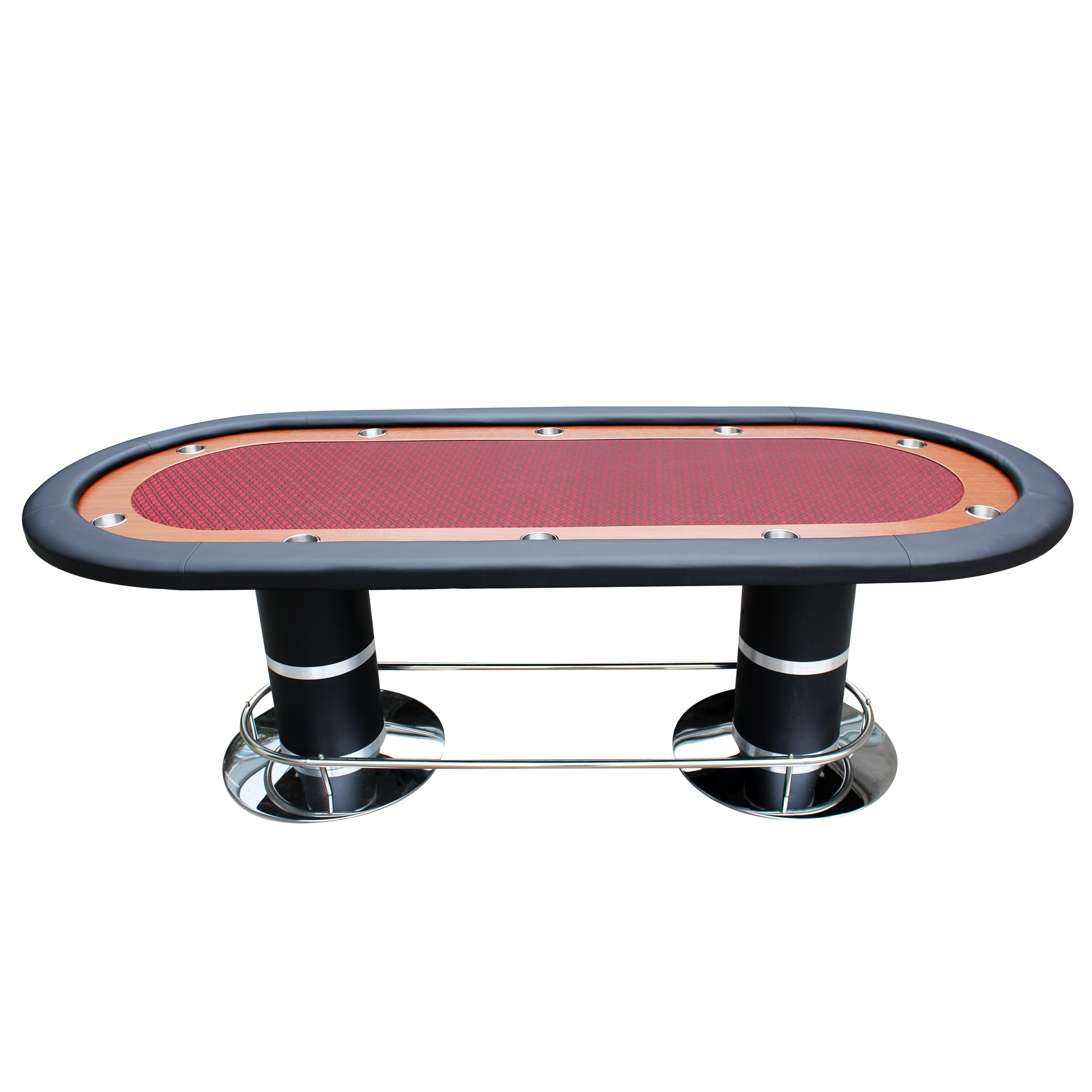 Elite 96" 10 Players Oval Waterproof Red Felt With Racetrack Texas Holdem Casino Game Poker Table Red Stainless Steel