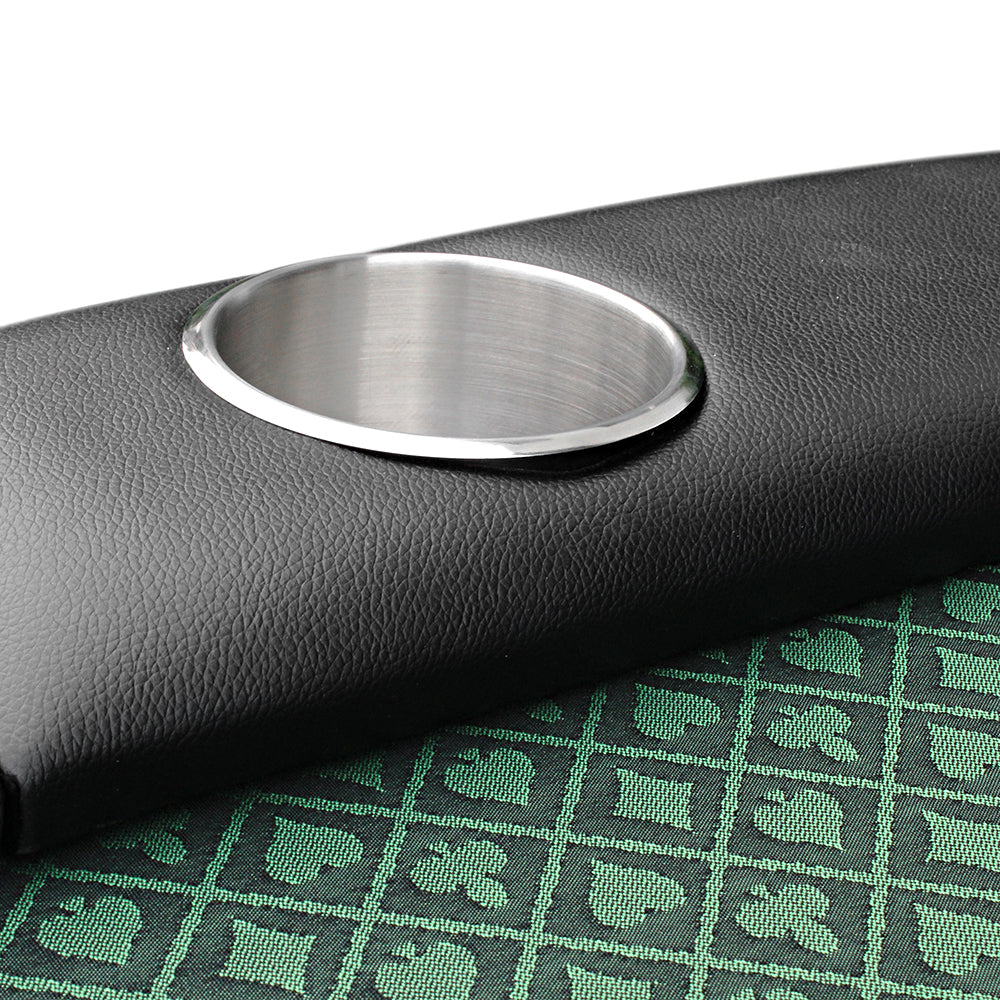 96Inch Oval Poker Table Detachable Armrest Chip Tray Green Speed Cloth Surface Stainless Steel Pedestal Base Green Stainless Steel