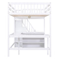 Full Size Loft Bed With Built In L Shaped Desk And Three Tier Storage Shelves,And Attached Storage Staircase, White Old Sku: Gx001809Aak Full White Pine