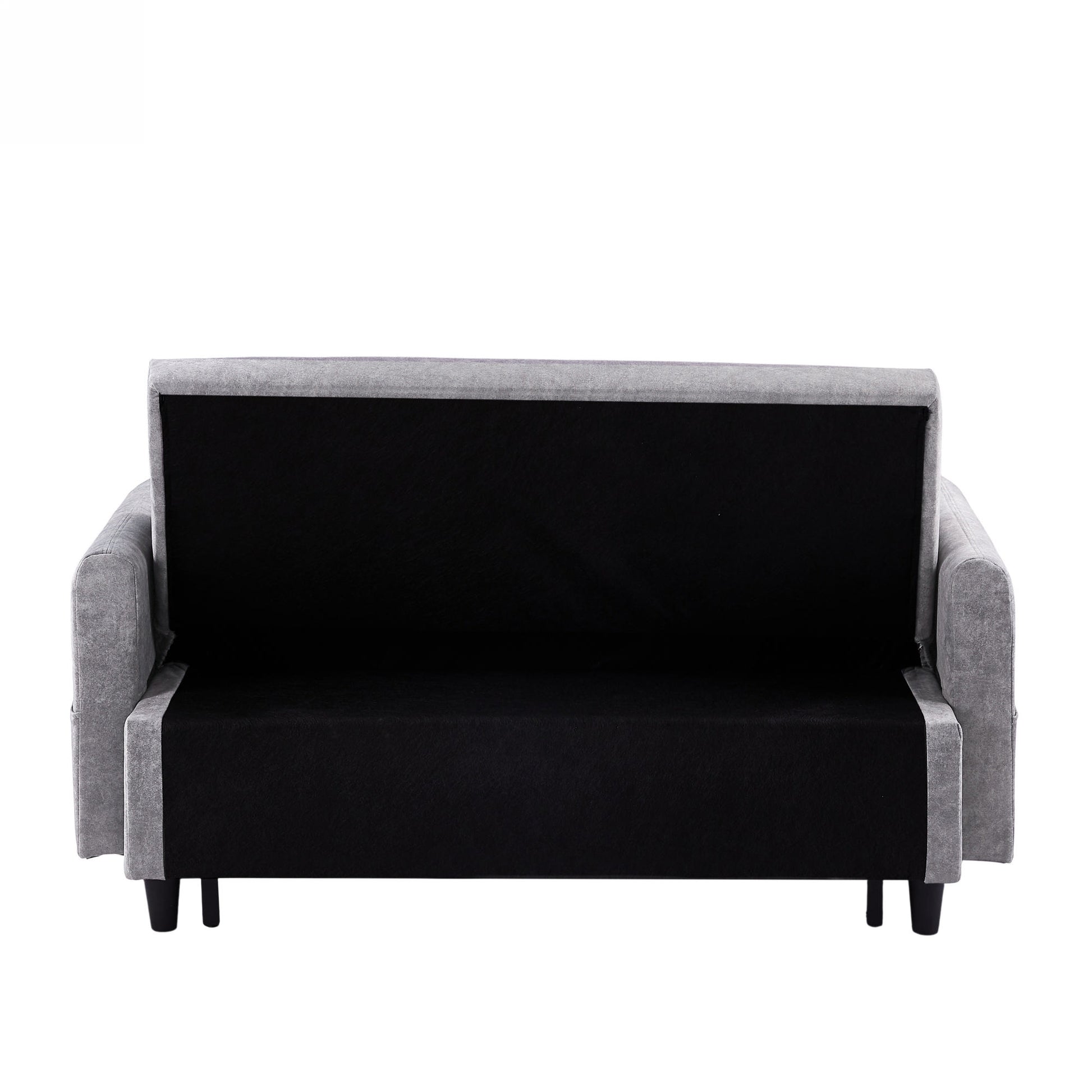 55.1" Pull Out Sleep Sofa Bed Loveseats Sofa Couch With Adjsutable Backrest, Storage Pockets, 2 Soft Pillows, Usb Ports For Living Room, Bedroom, Apartment, Office,Grey Old Sku Wf307821Aae Grey Foam Microfiber