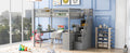 Full Size Loft Bed With Built In L Shaped Desk And Three Tier Storage Shelves,And Attached Storage Staircase,Gray Old Sku: Gx001809Aae Full Gray Pine