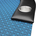 96Inch Oval Poker Table Detachable Armrest Chip Tray Blue Speed Cloth Surface Stainless Steel Pedestal Base Blue Stainless Steel