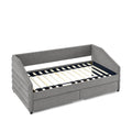 Twin Size Daybed With Two Drawers Trundle Upholstered Tufted Sofa Bed, Linen Fabric, Grey 82.5