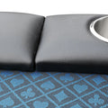 96Inch Oval Poker Table Detachable Armrest Chip Tray Blue Speed Cloth Surface Stainless Steel Pedestal Base Blue Stainless Steel