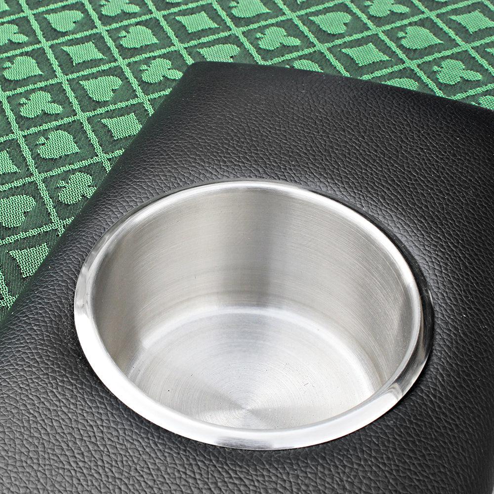 96Inch Oval Poker Table Detachable Armrest Chip Tray Green Speed Cloth Surface Stainless Steel Pedestal Base Green Stainless Steel